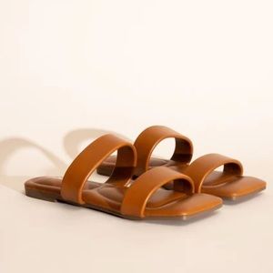 Soda Cognac square toe slip on slide sandal - size 6.5